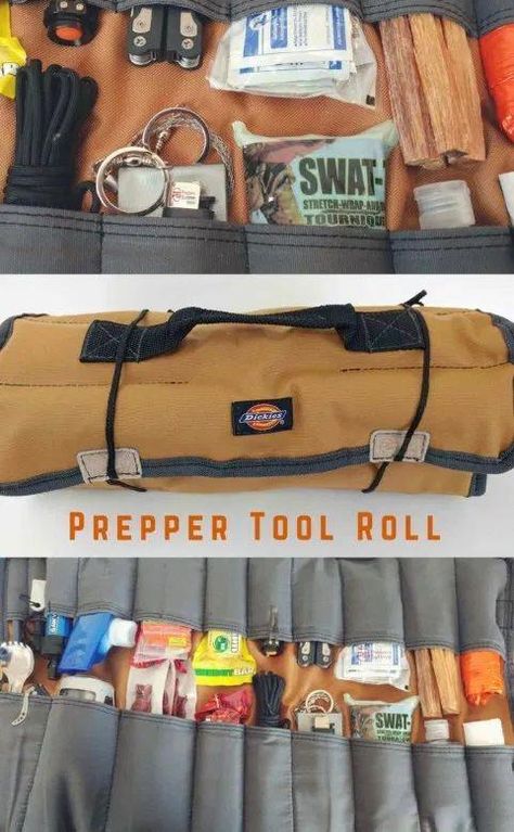 Prepper Food, Survival Backpack, Tool Roll, Survival Equipment, Urban Survival, Prepper Survival, Survival Techniques, Emergency Prepping, Bug Out Bag