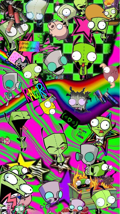 Scene, Invader Zim GIR Scene Invader Zim, Gir From Invader Zim, Scene Pfp, Invader Zim Gir, Really Cool Wallpapers, Zim Gir, Scene Icon, Y2k Scene, Invader Zim Characters