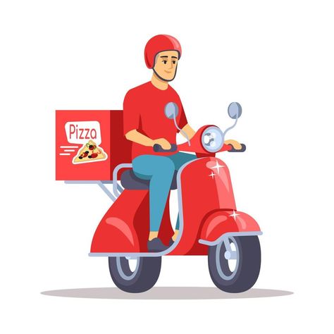 Red Colour Images, Delivery Scooter, Pizza Delivery Boy, Riding Scooter, Delivery Boy, Fresh Snacks, Pizza Delivery Guy, Path Ideas, Odd Jobs