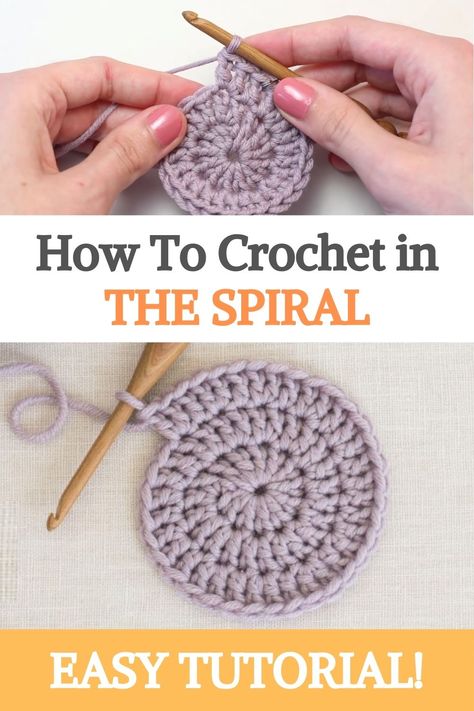 Easy Circle Crochet Pattern, Spiral Stitch Crochet, How To Crochet Rounds, Round Spiral Crochet Pattern, Beginner Crochet Circle, Crochet A Circle Pattern, Crochet Continuous Rounds, Working In The Round Crochet, Continuous Spiral Crochet Blanket