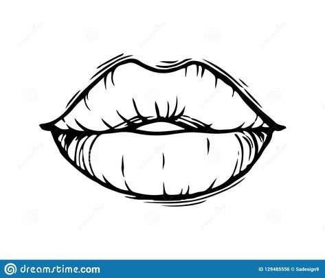 Lips Drawing Tattoo, Lip Outline Drawing, Female Lips Drawing, Lips To Draw, Female Lip Drawing, Lips Drawings, Lips Outline, Lips Draw, Lip Painting