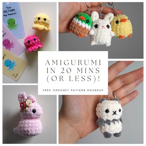 Free Crochet Mini Amigurumi Patterns, Tiny Crochet Plushies, Mini Plushies Crochet, Crochet Mini Plush, Miniature Crochet Patterns Free, Crochet Tiny Animals, Tiny Amigurumi Free Pattern, Quick Amigurumi Pattern Free, Small Amigurumi Free Pattern