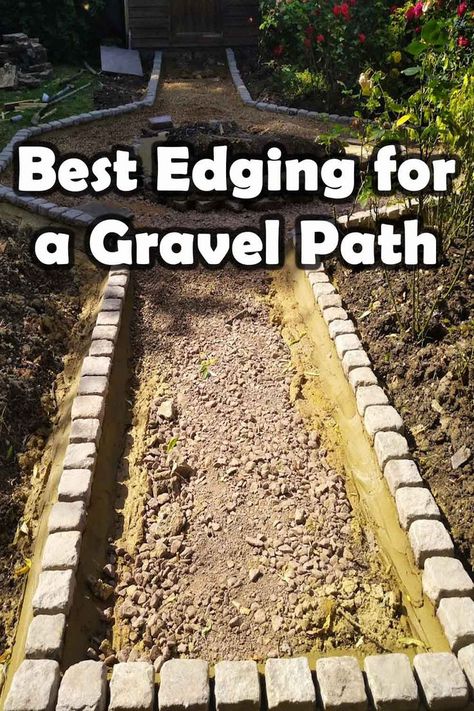 Transform your garden with the best edging for retaining gravel paths! Our article covers the top edging options for your path, including brick, stone, and metal. Discover the benefits of each material and how they can boost the aesthetic of your outdoor space, while also keeping your gravel in place. Our expert tips and tricks will help you choose the perfect edging for your project. Don't hesitate to elevate your landscaping game with our guide! Replacing Lawn With Gravel, Brick Edged Gravel Path, Gravel Perimeter Around House, Gravel Patio Edging, Gravel Edging Ideas, Gravel Border, Gravel Driveway Landscaping, Sidewalk Edging, Steel Garden Edging