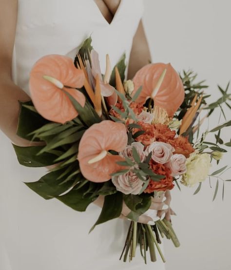 Tropical Flower Bouquet Wedding, Grenada Wedding, Tropical Wedding Theme Elegant, Tropical Arrangements, Tropical Flowers Bouquet, Tropical Wedding Reception, Sunset Theme, Private Ceremony, Tropical Wedding Theme