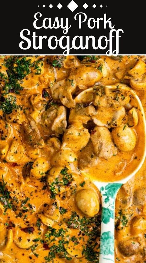 Pork Chop Stroganoff, Leftover Pork Loin Recipes, Pork Stroganoff Recipe, Recipes With Pork Chunks, Shoulder Steak Recipes, Pork Stroganoff, Pork Fillet Recipes, Pork Shoulder Steak, Pork Pasta