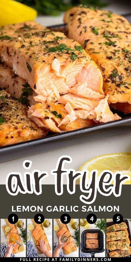 Salmon In Air Fryer, Air Fryer Recipes Salmon, Lemon Garlic Salmon, Air Fryer Salmon, Air Fryer Fish, Garlic Salmon, Air Fried Food, Air Fryer Oven Recipes, Air Fry Recipes