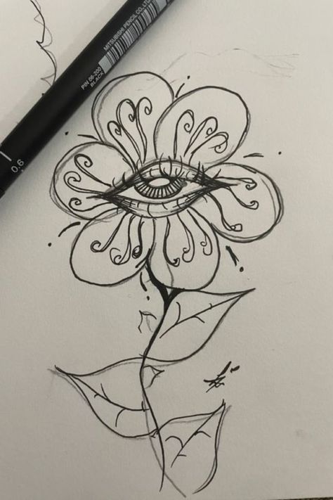 Flowers With Eyes, Drawing Ideas Flowers, Dull Eyes, Hippie Drawing, Trippy Drawings, Protection Symbols, Doodle Ideas, Hippie Painting, Color Drawing