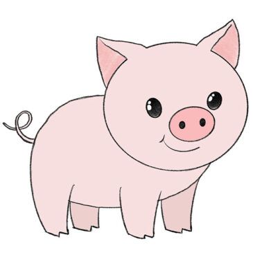 How to Draw a Pig Pigs Drawing, Pig Drawing Easy, Piglet Drawing, Pig Outline, Draw Dog, Pig Sketch, Pig Clipart, Easy Animal Drawings, Pig Drawing