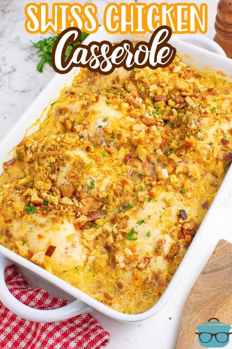 Swiss Chicken Casserole, Swiss Chicken Bake, Chicken Casserole Recipes, Swiss Chicken, Chicken Stuffing Casserole, Stuffing Casserole, Country Cook, Chicken Bake, The Country Cook