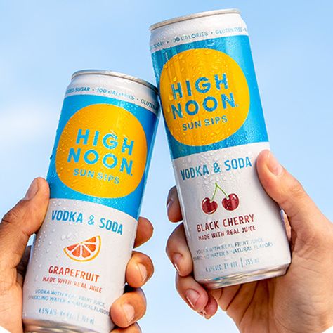 High Noon Sun Sips High Noon Aesthetic, High Noon Drink, Can Beverage Photography, Canned Cocktail Photography, Beverage Can Photography, Can Drink Product Photography, Low Sugar Alcoholic Drinks, Blue Parfait, Drinks Photoshoot