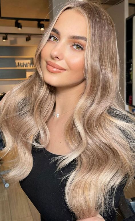 hair color, blonde hair color, blonde hair color, hair color ideas, trendy hair color, beige blonde hair Balayage, Beige Blonde Balayage, Sandy Blonde Hair, Beige Blonde Hair, Beige Blond, Brown Ombre Hair, Cool Blonde Hair, Creamy Blonde, Blonde Hair Color Ideas