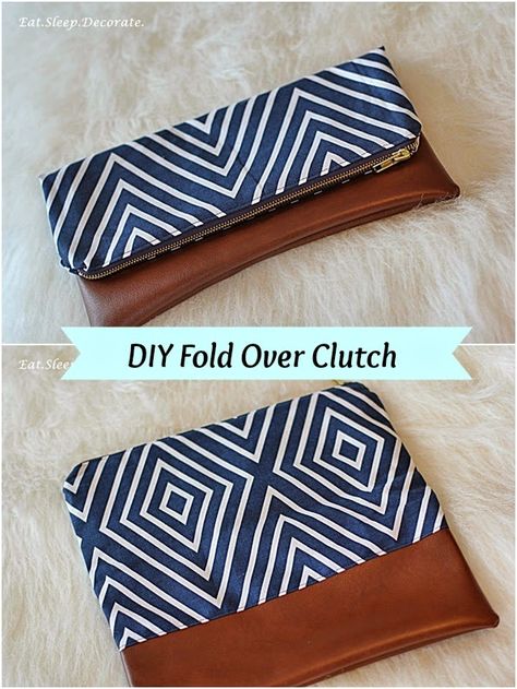 Eat. Sleep. Decorate.: {DIY} Fold Over Clutch Pochette Diy, Clutch Tutorial, Diy En Cuir, Best Leather Wallet, Types Of Purses, Fold Over Clutch, Sac Diy, Diy Clutch, Diy Bags Purses