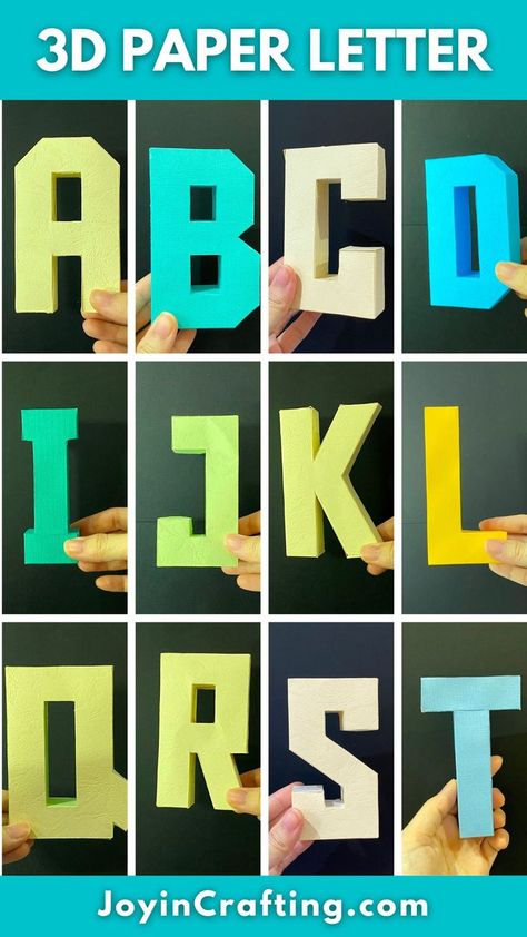 3D Paper Letters Paper Alphabet Letters, Diy Letter Boxes, 3d Letters Diy, 3d Svg Files, Svg Projects, Alphabet Letter Templates, Paper Flower Arrangements, Letter Templates Free, Clean Crafts