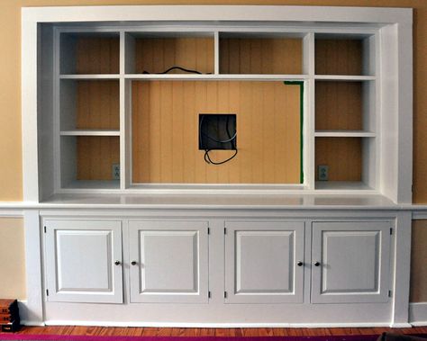 built in entertainment center designs | turn a closet into a built in entertainment center decorating home ... Bedroom Closet With Tv, Closet With Tv, Custom Built Entertainment Centers, Built In Tv Cabinet, Built In Bookshelves, Tv Entertainment Center, Armoire Cabinet, Hidden Cabinet, Modern Wall Units