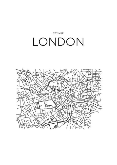 Trouva: City Map London A3 Unframed Print London Map Art, London Map Print, London City Map, London Drawing, London Art Print, Wedding Graphics, East End Prints, London Tattoo, London Map