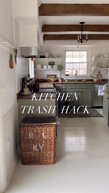 Kitchen Trashcan Ideas, Trash In Kitchen Ideas, Trash Can Ideas For Small Kitchen, Recycling Trash Can Ideas, Pretty Trash Can Kitchen, Hiding Trash Cans Kitchen, Pretty Kitchen Trash Cans, Trash Can In Pantry, Hidden Kitchen Trash Can Ideas