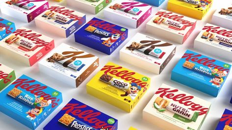 Landor & Fitch is behind Kellogg's new look snacks range with a 'ripped open' theme | Creative Boom Food Packaging, Best Cereal, Master Brand, Dirty Martini, Red Logo, Snack Bar, Packaging Design Inspiration, Frosted Flakes, Rice Krispies