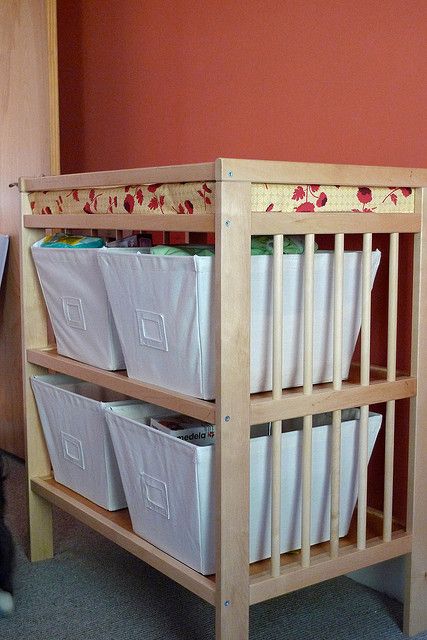 Gulliver Changing table w/ baskets from container store   by unertlkm, via Flickr Gulliver Changing Table, Boy Girl Twins, Twins Room, The Container Store, Container Store, Bettering Myself, Pad Cover, Nursery Ideas, Changing Table