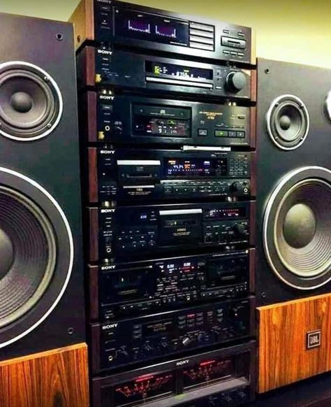 Technics Hifi, Hifi Music System, Kenwood Audio, Cassette Tape Recorder, Home Theater Sound System, Stereo Equipment, Speaker Plans, Audio Rack, Wall Of Sound