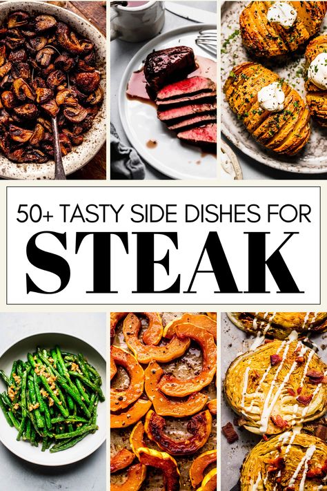 Best Sides For Steak, Steak Accompaniments, Sides For Steak, Steak Toppings, Steak Dinner Sides, Steak Sides, Best Sides, Steak Dinners, Steak Side Dishes