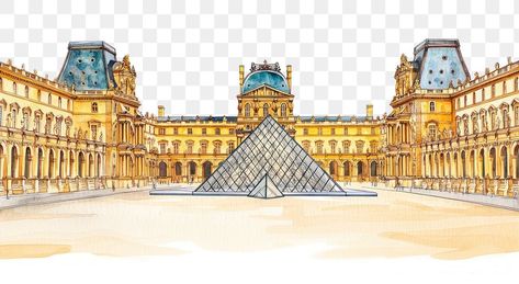 Paris Louvre Museum, Landmark Architecture, Paris Watercolor, Paris Louvre, About Paris, Louvre Paris, The Louvre, Louvre Museum, Borders For Paper