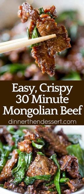 Mongolian Beef that's easy to make in just 30 minutes, crispy, sweet and full of garlic and ginger flavors you love from your favorite Chinese restaurant. Easy Mongolian Beef, Mongolian Beef Recipes, Restaurant Dinner, Garlic And Ginger, Mapo Tofu, Mongolian Beef, Beef Dinner, Asian Cooking, Beef Dishes