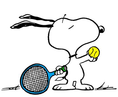 Snoopy - The World Famous Tennis Player Serving With New Balls (smaller) Snoopy Badminton, Tennis Images, Snoopy Tennis, Tennis Magazine, Tennis Funny, Tennis Art, Snoopy Images, Peanuts Cartoon, Snoopy Wallpaper