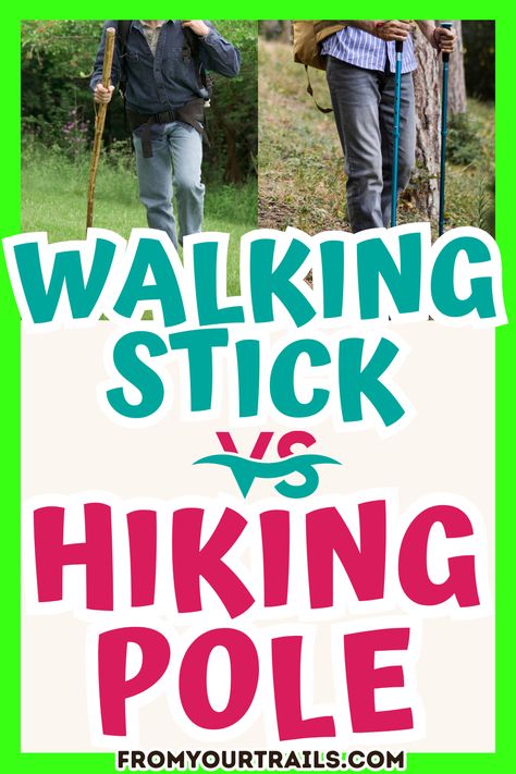 walking stick vs hiking pole Tactical Walking Stick, Hiking Sticks Ideas, Hiking Sticks Diy, Walking Sticks Ideas Homemade, Walking Stick Designs, Wood Hiking Stick, Walking Sticks For Hiking, Swiss Hiking, Unique Walking Sticks