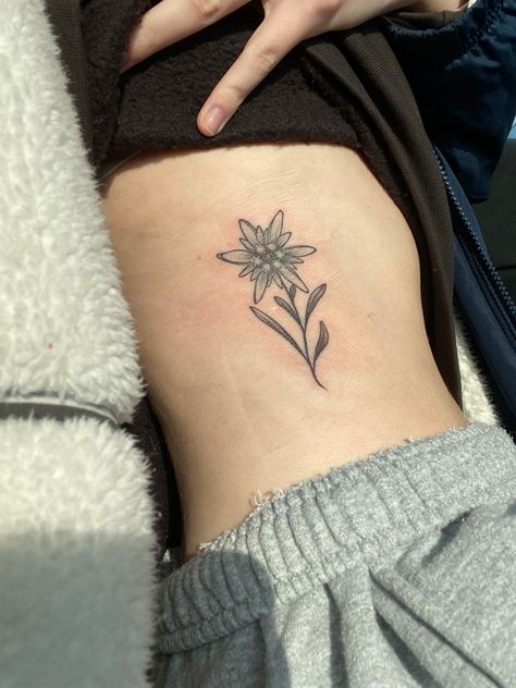 German Inspired Tattoos, Eidlewiss Flower Tattoo, Edelweiss Tattoo Simple, Edelweiss Flower Tattoo, Minimal Symbols, Austria Tattoo, Swiss Tattoo, Edelweiss Tattoo, Small White Tattoos