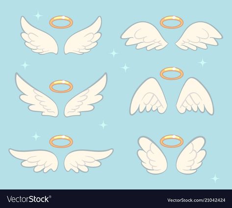 Angel Wings Cartoon, Angel Wings Anime, Wing Vector, Cartoon Wings, Angel Cartoon, Cartoon Tutorial, Angel Wings Drawing, Holy Symbol, Angel Wings Illustration