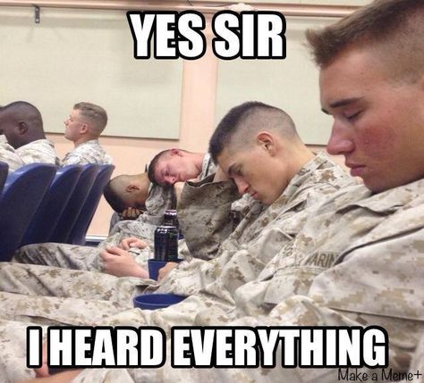 Pretty sure this is what Alex does during those meetings lol Jrotc Memes, Marines Funny, Marine Corps Humor, Military Jokes, Civil Air Patrol, Military Memes, Army Humor, Military Quotes, Military Humor