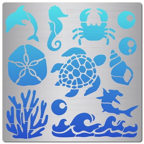 PRICES MAY VARY. ❤[Metal Stencil]: Set include 1pc ocean animals metal stencil, which is 6.3 inch(160mm) wide, 6.3 inch(160mm) long, 0.02 inch(0.5mm) thick, proper size for your storage and access. ❤[Wide Application]: Coral metal templates can not only be used for drawing shapes, scrapbooks, handicrafts, fabrics, canvas, glass and other projects like ordinary painting templates, but also can be applied to spray painting, pyrography, wood burning, leather burning, carving, etc. ❤[Stainless Steel Painting Pyrography, Turtle Stencil, Mermaid Stencil, Turtle Template, Leather Burning, Beach Stencils, Journal Stencils, Stencils Printables Templates, Dolphin Drawing