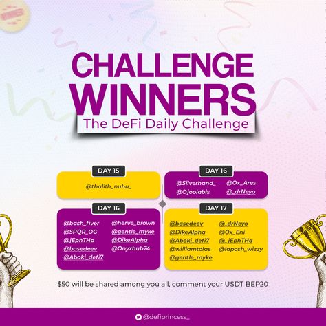 Challenge Winner Flyer Winner Announcement Design Instagram, Winner Announcement Design, Challenge Poster Design, Winner Announcement Poster, Announcement Flyer Design, Winner Poster Design, Winners Poster Design, Crypto Design, Random Designs