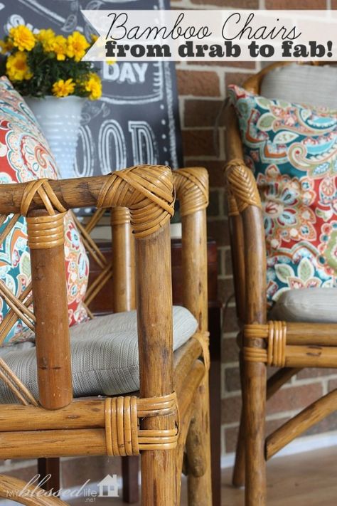 Bamboo Chair Makeover, Bamboo Furniture Makeover, Vintage Bamboo Chairs, Bamboo Furniture Diy, Bamboo Chairs, Bamboo Sofa, Painted Bamboo, Cane Furniture, Bamboo Table