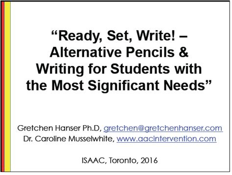 WHAT: Handout for a presentation at ISAAC in Toronto, August 8, 2016 WHERE: Download the handout below Download Ready Set Write Emergent Literacy, Assistive Technology, Pencil Writing, August 8, School Lessons, Kindergarten Activities, Teaching English, Teaching Resources, Literacy