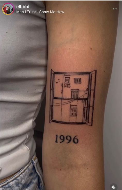 Window Tattoo Simple, Square Tattoo Ideas, March Tattoos, Europe Tattoos, Dainty Tattoo Designs, The 1975 Tattoo, 1975 Tattoo, Envelope Tattoo, Window Tattoo