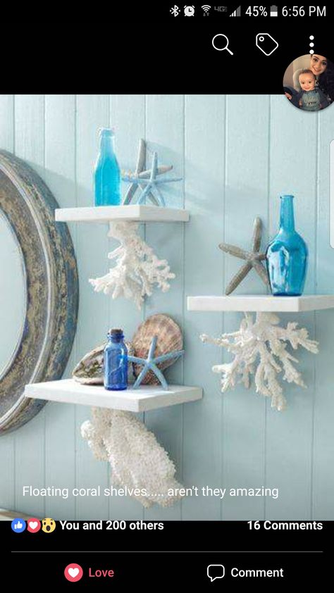 Coastal Style Decorating, Nautical Diy, Bathroom Decor Ideas Themes, Beach Theme Bathroom, Beach Bathroom Decor, Seaside Decor, Beach Room, Nautical Bathrooms, Nautical Wall Decor