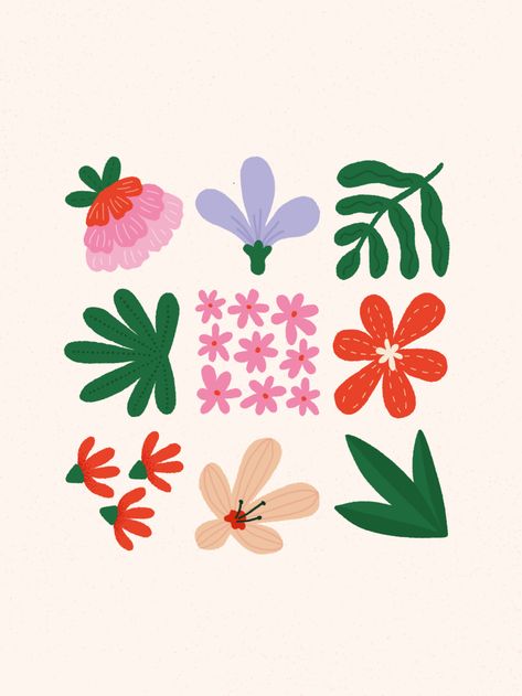 For all you botanical lovers out there, enjoy this simple art style of some of my favorite flowers & plants. Perfect if you are anything like me and want bring some nature into your home, but can't seem to keep any plants alive! Plants Illustration Simple, Simple Flower Wall Art, Flower Simple Illustration, Simple Nature Illustration, Modern Flower Illustration, Floral Doodles Simple, Tropical Flower Illustration, Waterlily Illustration, Simple Digital Art Ideas