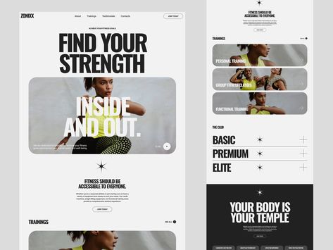 Web Sport, Module Design, Website Design Inspiration Layout, Fitness Website, Sports Website, Ui Design Website, Webpage Design, Modern Website, Website Design Layout