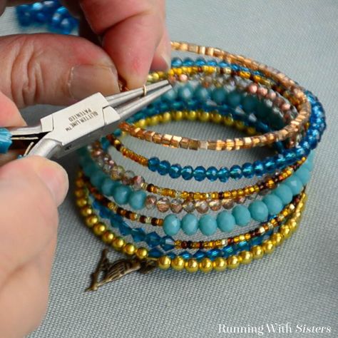 Wire Bracelet Diy, Memory Wire Bracelets Diy, Wire Bracelets Diy, Wire Bracelet Tutorial, Wrap Bracelet Tutorial, Diy Wrap Bracelet, Memory Wire Jewelry, Wrap Armband, Bracelet Fil