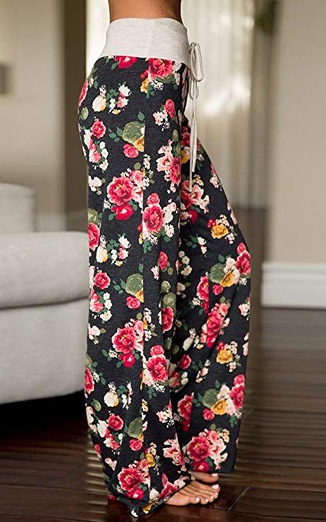 AMiERY Women's Summer Casual Pajama Pants Floral Print Drawstring Palazzo Lounge Pants Wide Leg at Amazon Women’s Clothing store: #affiliate Fashion Trousers Women, Trousers Women Wide Leg, Summer Pants Women, Printed Sweatpants, Pants Women Fashion, Streetwear Summer, Trouser Style, Pantalon Large, Joggers Womens