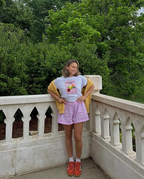 it’s giving sunshine on a cloudy day ��🍋💞🍊@sonderhaus.studios outfit ideas, Pinterest aesthetic, Pinterest girl, casual style, colorful style, adidas spezial, spring fashion, linen shorts, boxer shorts, summer style, Pinterest style #inspobykooba #pinterestoutfit #pinterestaesthetic #aestheticfashion #aestheticfeed #summerstyle #boxershorts #everydaystyle #outfitinspiration #outfitideas #casualoutfit #charlottenc #microinfluencer #fashionblogger #colorfuloutfit Colourful Shorts Outfits, Sunshine On A Cloudy Day, Style Pinterest, Pinterest Style, Adidas Spezial, Pinterest Aesthetic, Aesthetic Pinterest, Summer Bikinis, Shorts Summer