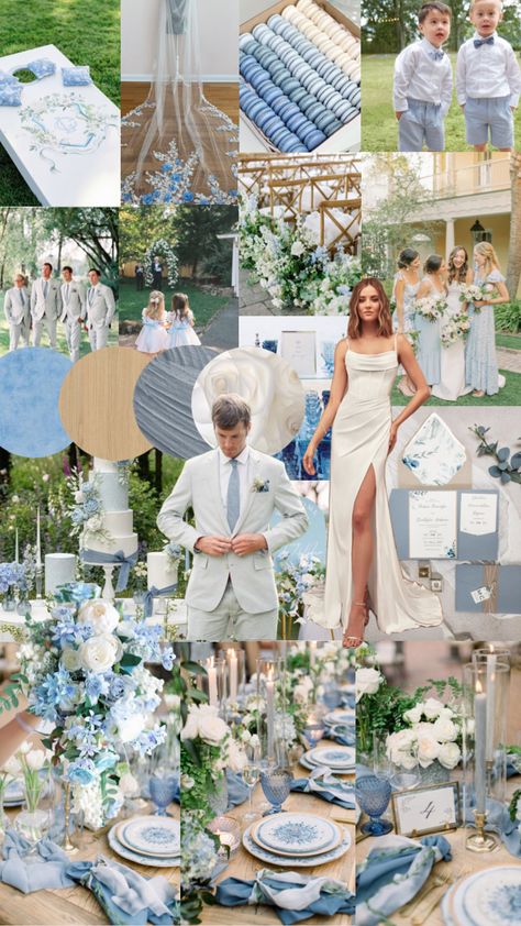 #cute #fyp #preppy #vibes #outfitinspo #wedding #blue #bluewedding #weddingmoodboard #moodboards #aesthetic #wallpaper Black White Gold Wedding Theme, Wildflower Wedding Theme, Preppy Wedding, Blue White Weddings, Preppy Vibes, Diy Wedding Planning, Something Blue Bridal, Blue Bridal Shower, Gold Wedding Theme