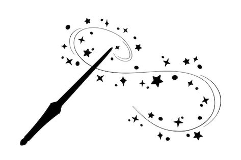 Vector magic wand silhouette in simple s... | Premium Vector #Freepik #vector Sparkles Drawing, Harry Potter Silhouette, Lightning Scar, Harry Potter Hogwarts Castle, Fantasy Wizard, Easy Magic, Clip Art Library, Harry Potter Decor, Harry Potter Wand