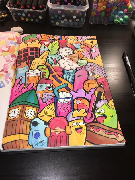 Gawx Doodle Art, Zhc Drawings, Vexx Art Doodles Easy, Art Using Markers, Cute Art Sketches Doodles, Doodle Art Color, Vexx Drawings, Doodle Art Journals Ideas, Zhc Art