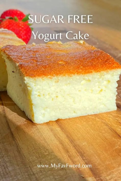 Yogurt And Cake Mix Recipes, Whipped Yogurt Cake, Sugar Free Energy Dessert, Sugar Free Cakes Recipes, Flourless Yogurt Cake, Keto Yogurt Cake, No Sugar Cake Recipe, Healthy Cake Recipes No Sugar, Keto Greek Yogurt Recipes