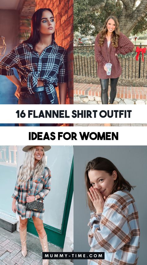 Flannel shirts are perfect for chic, effortless outfits! 🌸🧥 Explore our curated ideas for styling flannel shirts, from relaxed looks to sophisticated ensembles. Stay warm while looking fabulous! Don’t forget to save this pin for your next outfit inspiration! 📌✨ Womens Oversized Flannel Shirt, Business Casual With Flannel, Styling A Flannel Shirt Women, Styling Mens Flannel For Women, Dressing Up A Flannel Shirt, Turtleneck Flannel Outfit, Flannel Teacher Outfit, How To Tuck A Flannel Shirt, Flannel Button Up Outfit