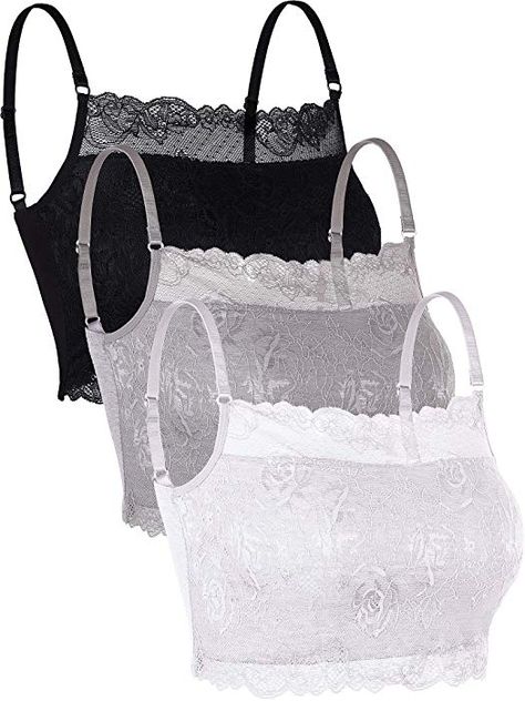 3 Pieces Lace Camisole Lace Half Bralette Neck Lace Top Bandeau Bra Camisole with Adjustable Strap for Women Girls (Color Set 1, L) Bra Alternatives, Lace Bralette Top, Camisole Bra, Super Secret, Bra Dress, Bralette Top, Bandeau Bra, Lace Camisole, Bralette Tops