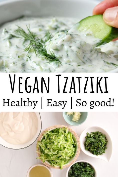 Tziki Sauce Recipe, Taziki Recipe, Tzatziki Sauce Vegan, Vegan Tzatziki Sauce, Cucumber Yogurt Sauce, Vegan Sauce Recipes, Tzatziki Sauce Recipe, Vegan Tzatziki, Tzatziki Recipes