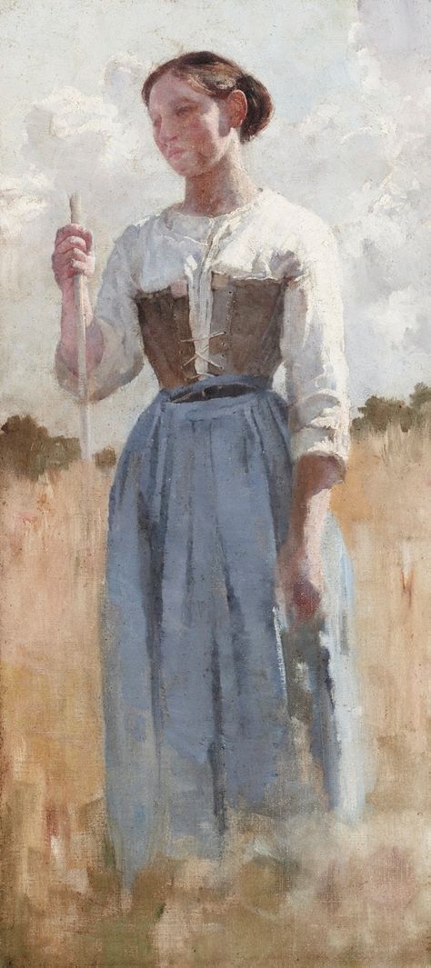 An image of A French peasant by E Phillips Fox Victorian Peasant Dress, 18th Century Peasant, Victorian Peasant, Peasant Art, Peasant Costume, Art Through The Ages, Australian Painters, New South Wales Australia, Working Class